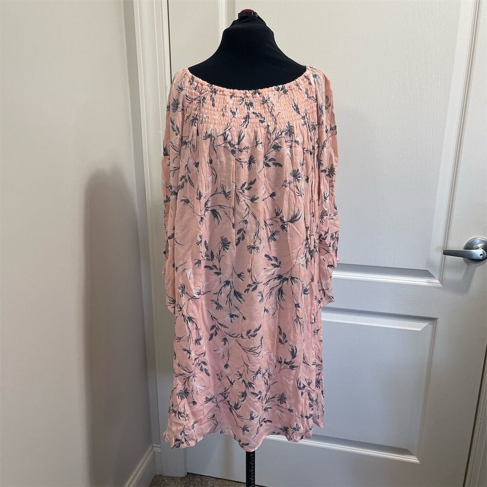 New Directions Women's PXL Pink Floral Off Shoulder Knee Dress Casual #sku135